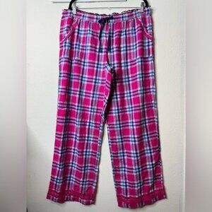 NWT Victoria Secret Pajama Pants in Pink Plaid With Lace Detail SIZE XL Extra L